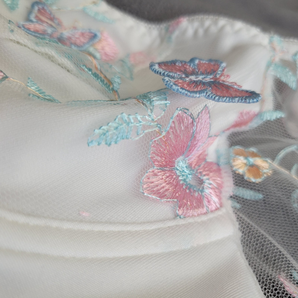 Cropped Top Womens Large Underwire‎ Corsette Embroidered Bufferflies Floral - Picture 10 of 15